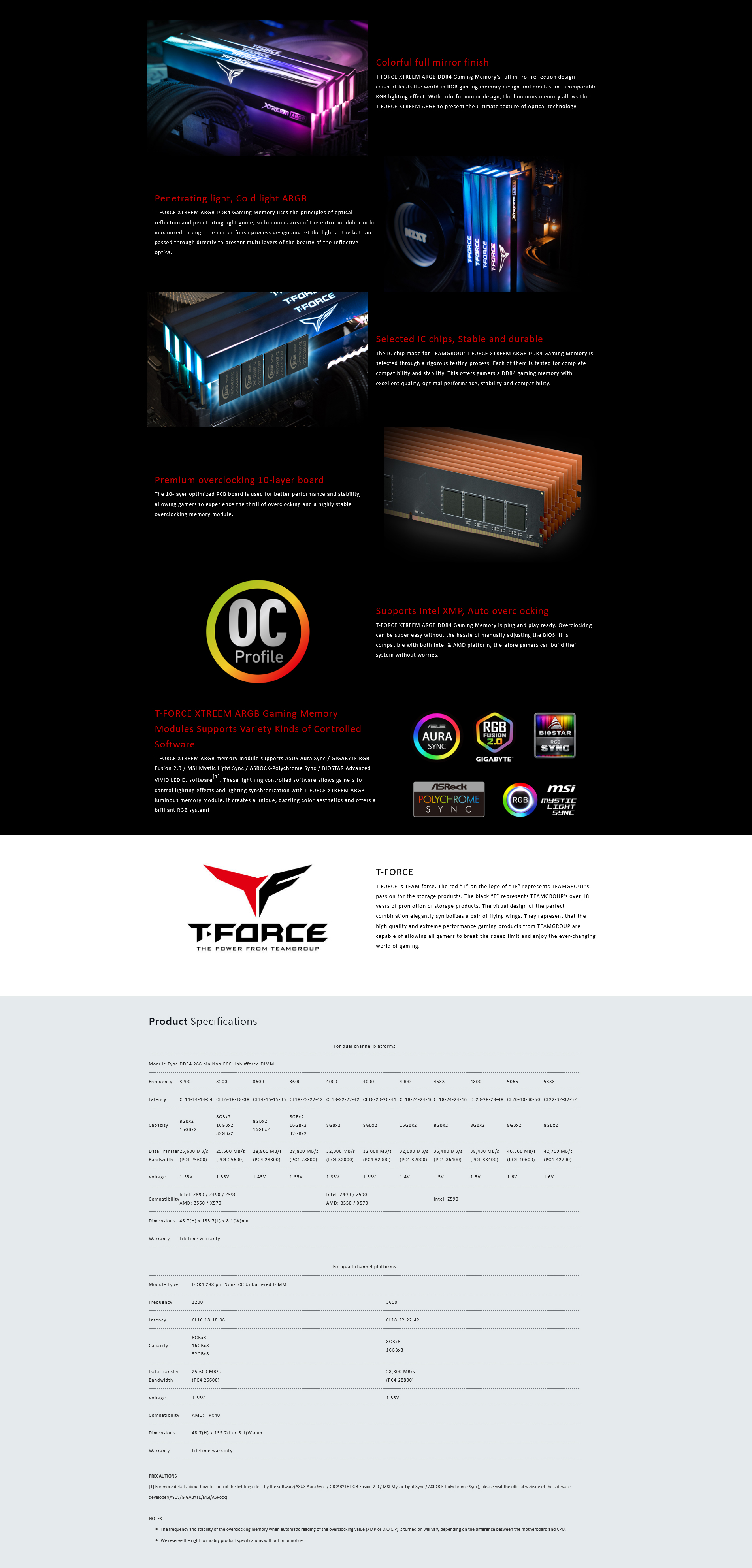 Team T-Force XTREEM ARGB 16GB (2 x 8GB) DDR4 3600 CL16 1.35V